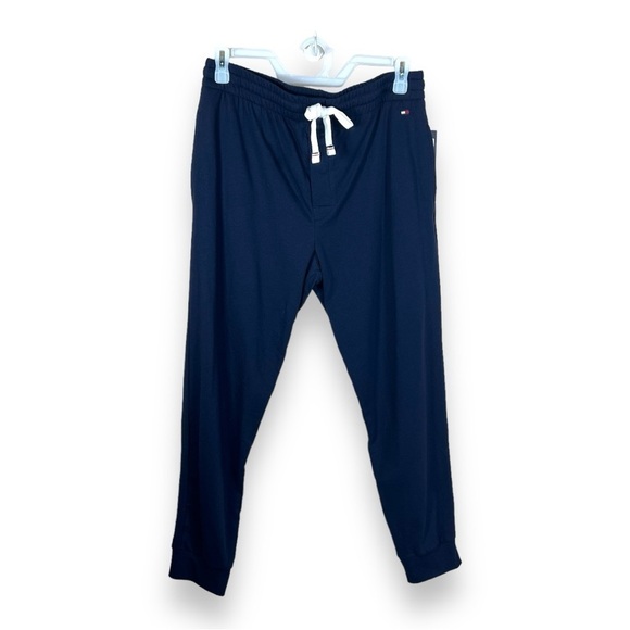 NEW LARGE TOMMY HILFIGER BLUE JOGGER SWEATPANT  COTTON BLEND - Picture 1 of 11